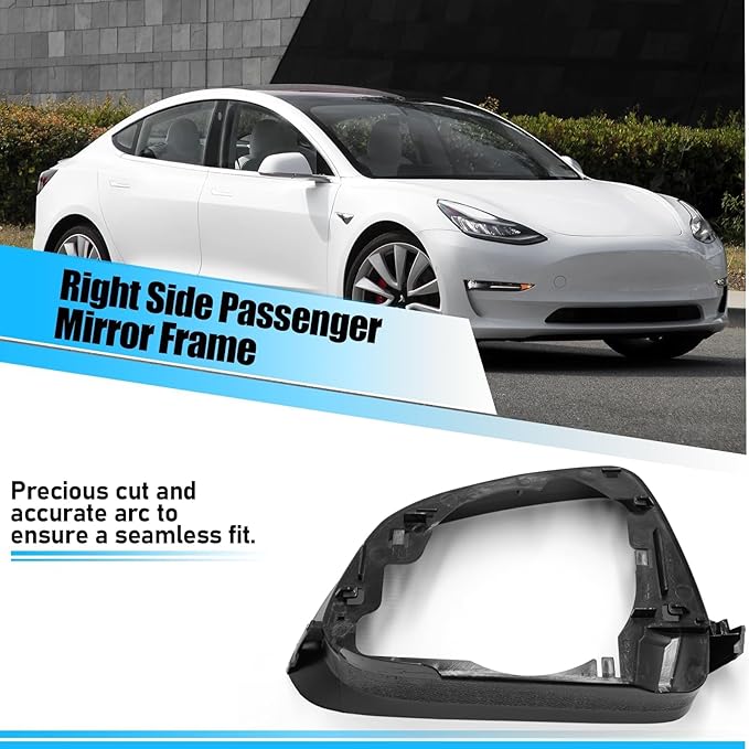 Jaronx Compatible with Tesla Model 3 Side Mirror Cover Housing 2017-2025, Right Passenger Door Wing Rearview Mirror Frame Cover Replacement Compatible with Tesla Model 3 Accessories