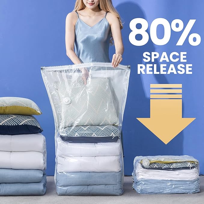 8 Pack Vacuum Storage Bags, Jumbo Cube 31x40x15 Inch, Extra Large Vacuum Seal Bgas for Comforters, Blankets, Pillow, Quilts, 
