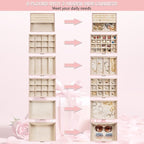 AKOZLIN Huge Jewelry Box Organizer Functional Extra Large Leather Jewelry Storage Case for Women Girls Ring Necklace Earring 