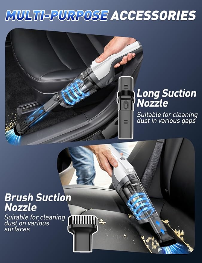 Handheld Vacuum Cordless, 15000PA Powerful Suction Hand Held Vacuum Cleaner, Car Vacuum Portable Cordless with Large-Capacity