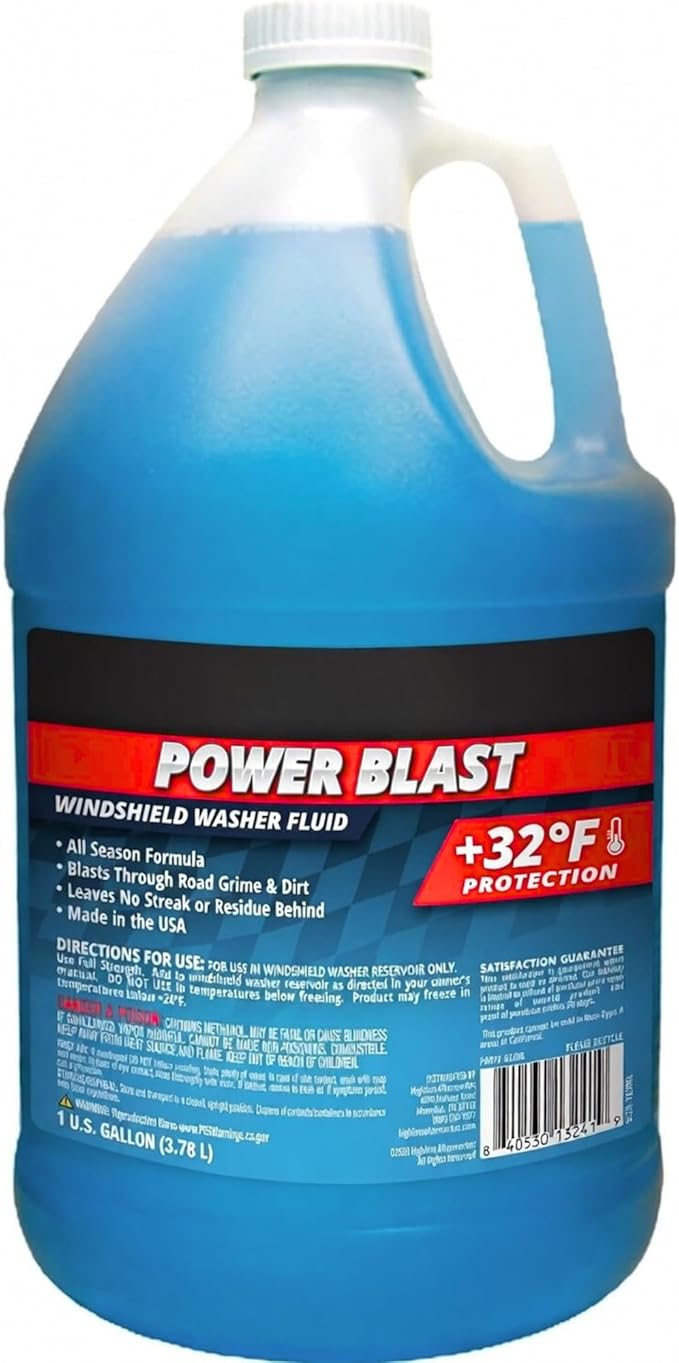 6-Gallons Power Blast +32°F Protection Windshield Washer Fluid | Removes Road Grime & Dirt, Ready to Use (6 Jugs of 1 Gallon)