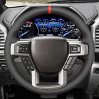 MEWANT Steering Wheel Cover for Ford F150 F250 F350 F450 Expedition 2018 Truck Accessory Made from Black Genuine Leather