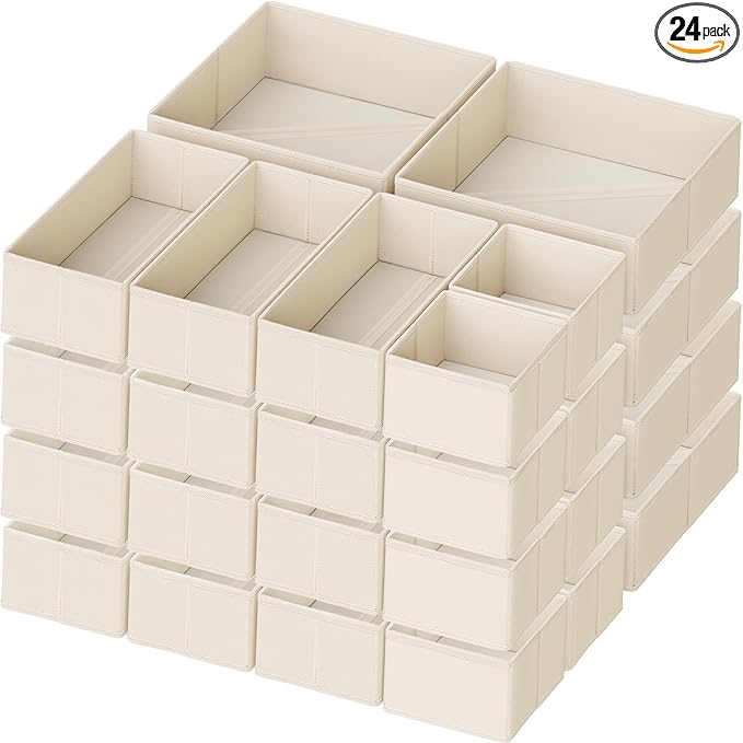 Criusia Drawer Organizer Clothes, 24 Pack Dresser Organizer for Baby Clothes, Underwear, Sock- Foldable Closet Organization a