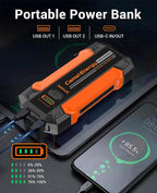 Portable Jump Starter 3000A Peak Car Battery Pack, 12V Jump Box up to 9.0L Gasoline and 7.0L Diesel Engine with Lights and