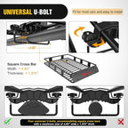Nilight 64" x 39" x 6" Universal Roof Rack Cargo Basket Heavy-Duty 250LBS Capacity Rooftop Carrier Luggage Holder & Soft Waterproof|Cargo Bag|Net|Ratchet Straps for SUV Truck Vehicle