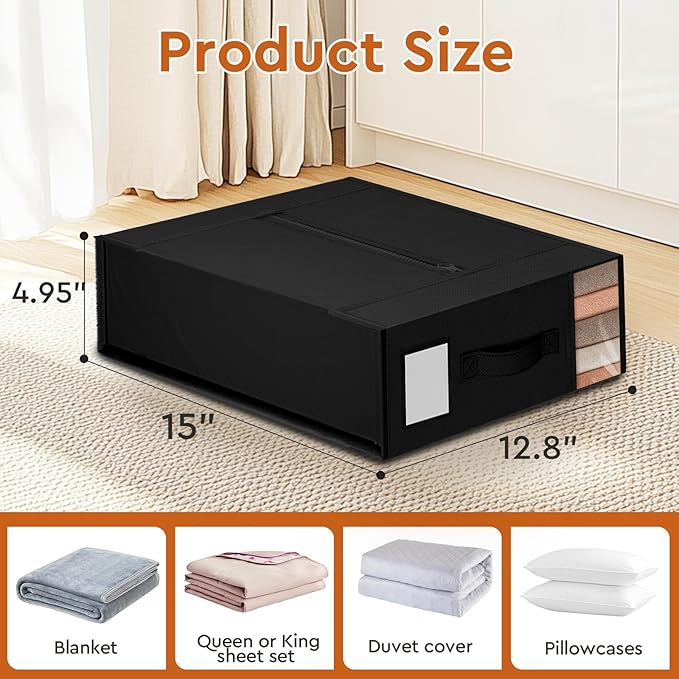 StorageTastic 6 Pack Bed Sheet Closet Organizers and Storage,Sturdy Foldable Storage Containers with Window and Label,Storage