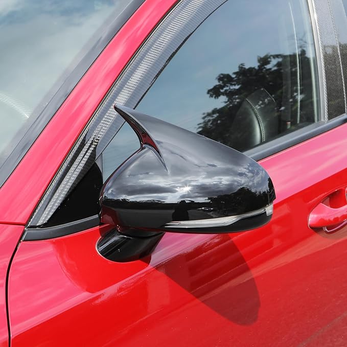 ABS Exterior Mirror Cover Side Rearview Mirror Cover Cap Horn Style Glossy Black ABS Exterior Mirror Cover Compatible with Kia Stinger 2017-2024 Accessories