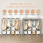 Portable Closet for Hanging Clothes, 67 Inch Wide Portable Wardrobe Closet with Cover, 4 Hanging Rod, Storage Shelves and Sid
