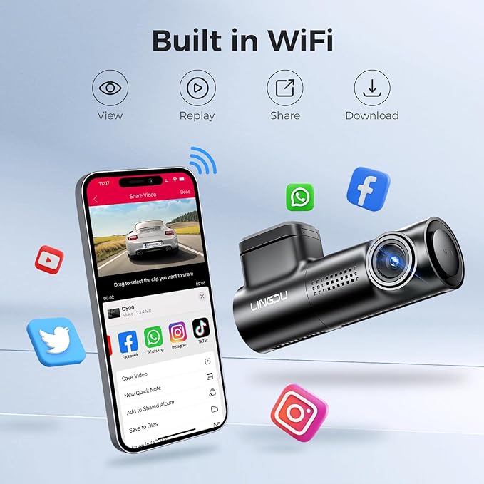 D500 Smart Dash Cam for Cars, 4K Front Dash Cam with WiFi&GPS, 0.96" LCD Display Car Camera, Night Vision, WDR, Parking Mode,