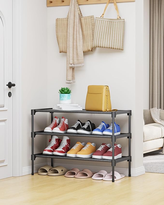 Kitsure Shoe Rack - Non-Woven Shoe Rack Shelf, Shoe Organizer for Closet, Entryway, Garage & Corridor, Stackable Shoe Shelves