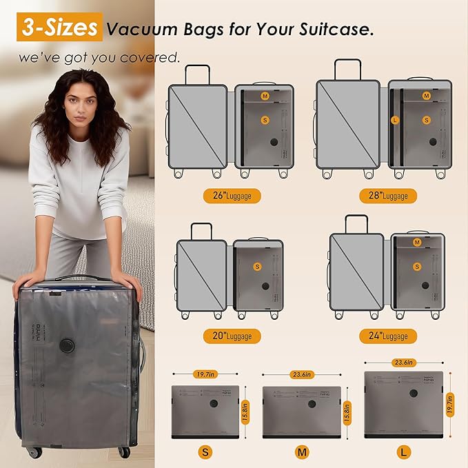 Rechargeable Wireless Pump Travel Vacuum Storage Bags, 15 Pack Portable Seal Bags for Travel and Home, Compression Packing fo