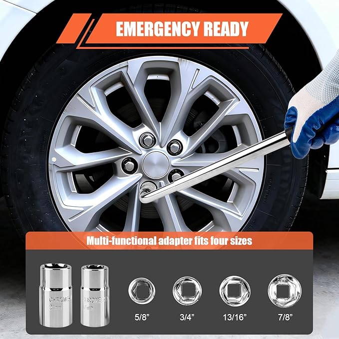 3 Ton (6610 Lbs) Car Jack, Universal Heavy Duty Scissor Jack, Professional Spare Tire Changing Kit with Lug Wrench, Portable 