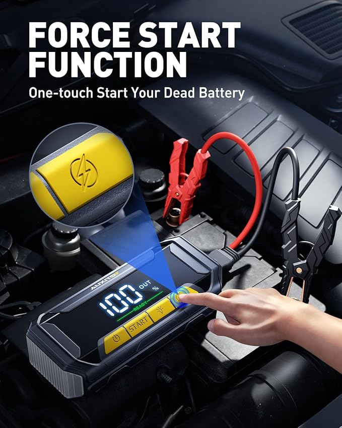 AUXITO 8000A Car Battery Jump Starter Boost Force Start Function Jump Box 60W Fast Charging 160W DC Output Portable Jump