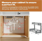 2-Pack 17"Deep Under Sink Organizer And Storage, 2-Tier L-Shaped Pull Out Cabinet Organizer with Upgraded Slide Rails, Height