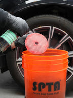 SPTA 10 Pcs Detailing Set, 5Pc 6 inch Buffing Polishing Pads, 1 Microfiber Finish Pad, 1-16 oz Polishing Cleaner, 1 Conditioning Brush, 2-16"*16" Microfiber Towel. for Dual Action and Rotary Polishers
