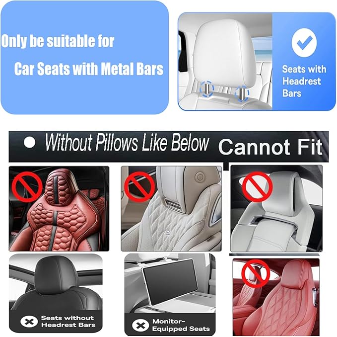 Car Back Seat Tray Table with Stable Metal Arm, Foldable Adjustable Backseat Desk for Rear Passengers, Travel Tray with Phone & Drink Holder for Road Trip, Eating, Working, Laptop & Tablet