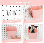 8 Pack Large Pegboard Bins with Hooks, Square Box Shape Peg Board Cups and Peg Board Accessories for Craft Room, Playroom, Of