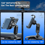 Car Dashboard Phone Clip Holder, 360° Rotating Dash Steering Wheel Cell Phone Clamp Mount Stand Compatible with 4-7 Inch Smartphones (Black)