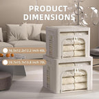 FHSQX 6 Pack Foldable Storage Bins for Clothes Clothes Storage Bins with Metal Frame Stackable Storage Box with Lid (Cream Wh