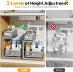 1-Pack Under Sink Storage Organizer with 2-Tier Slide Out Drawer, Sophisticated Mesh Pull Out Shelf for Kitchen & Bathroom, F
