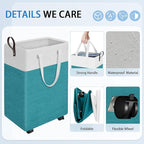 HomeHacks 90L Large Rolling Laundry Basket, Laundry Hamper with 4 Smooth Wheels, Collapsible Waterproof Clothes Basket, Frees