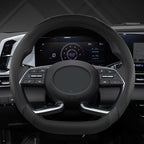 West Llama Flat Bottom Car Steering Wheel Cover for Hyundai,D Shaped Steering Wheel Cover for Tucson,Sonata,Elantra,Santa Fe,