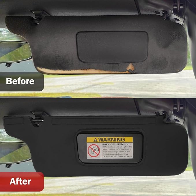 KBH Sun Visor Cover for Ford Mustang 1994-2004, Vinyl Leather Trim, Car Sunvisor Protector Covering, Left and Right Side, Anti-Scratch, Black (Leather Covers Only)