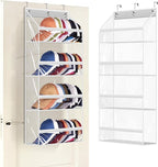 AOODA Clear Over the Door Hat Racks for Baseball Caps, Hold 48 Caps Hat Storage Organizer for Closet Wall, Deep Pockets Hangi