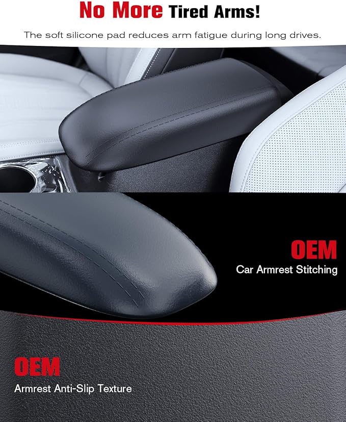 for 2020-2026 Ford Escape & 2021-2026 Bronco Sport CX430 2-in-1 Silicone Center Console Armrest Cover& Armrest Hidden Privacy Tray - [OEM Design& Friendly Liquid Silicone Rubber] - Thin Black