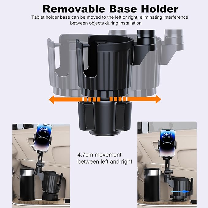 Peastrex Cup Holder Tablet Mount, Ipad Cup Holder Car Mount with Adjustable Arm for Tablet iPhone 3-11in iPad Pro Air Mini, Fire, iPhone 15, Galaxy S24 Z Fold 5