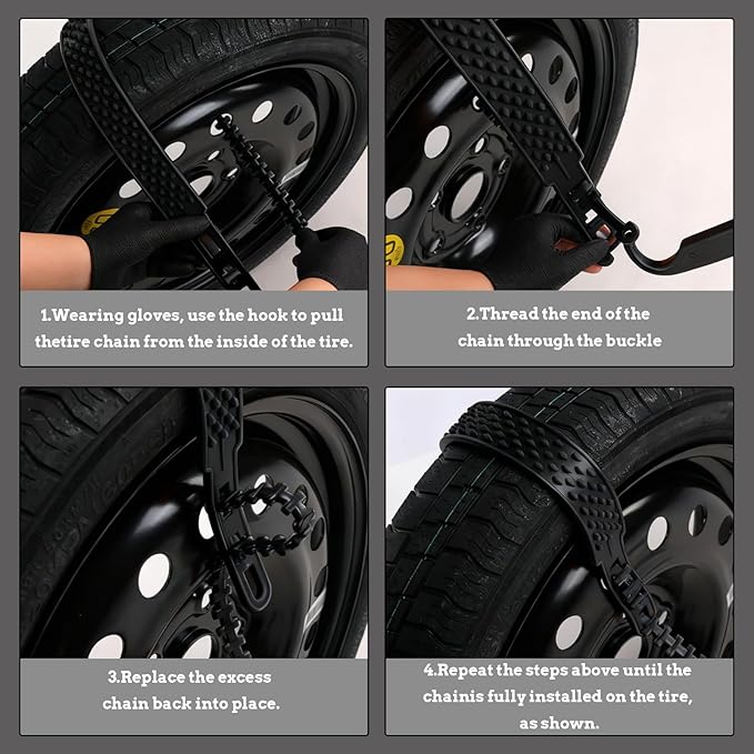 20 Pack Snow Tire Chains Snow Straps, Adjustable Zip Tie Snow Chains, Universal Emergency Snow Chains, Reusable Plastic Anti 