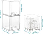Vtopmart 7.6" H Clear Stackable Storage Drawers, 4 Pack Plastic Organizers Bins for Skincare, Cosmetics,Beauty Supplies,Ideal