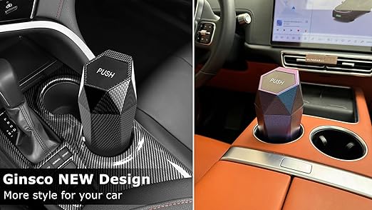Ginsco 2 Pack Car Trash Can with Lid, Cup Holder Garbage Can for Car, Garbage Bin Cars Accessories for Interior, Leakproof Small Trash Bin, Mini Trash Can for Cars, Home, Bedroom, Office (Black)
