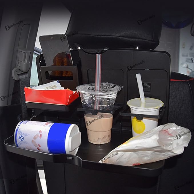 Zento Deals Multipurpose Handy Car Tray - for a More Convenient Time in Your Car (Black1)