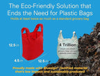 Sturdy Reusable Grocery Bags Foldable and Washable - Made From RipStop Nylon Hold 50lbs - Designed in USA Reusable Shopping Bags Inside a Compact Pod with Carry Clip - 5 Pack in Red