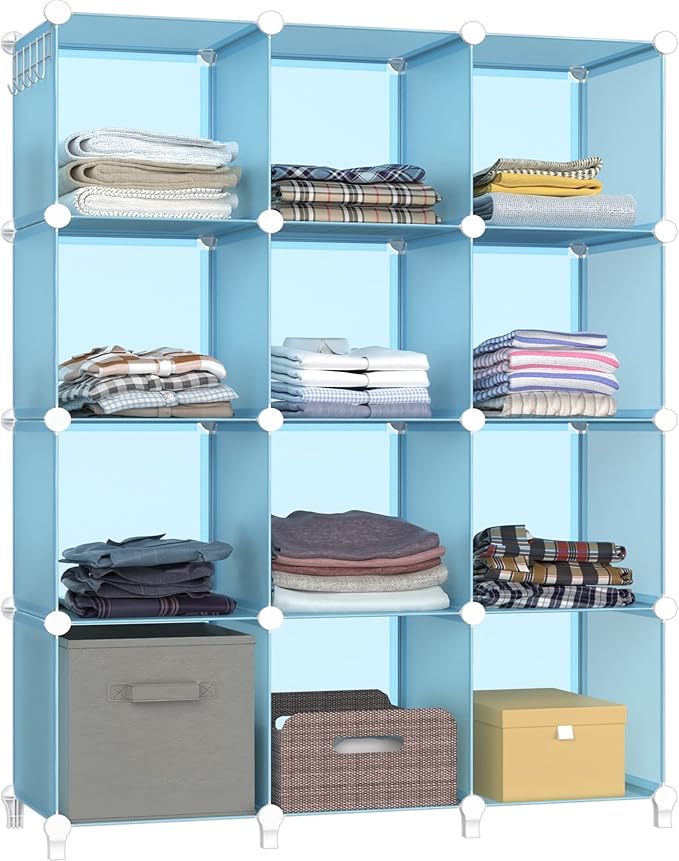 HOMIDEC Closet Organizer, 12-Cube Closet Organizers and Storage, Cube Storage Organizer for Kids, Closet, Bedroom, Bathroom, 