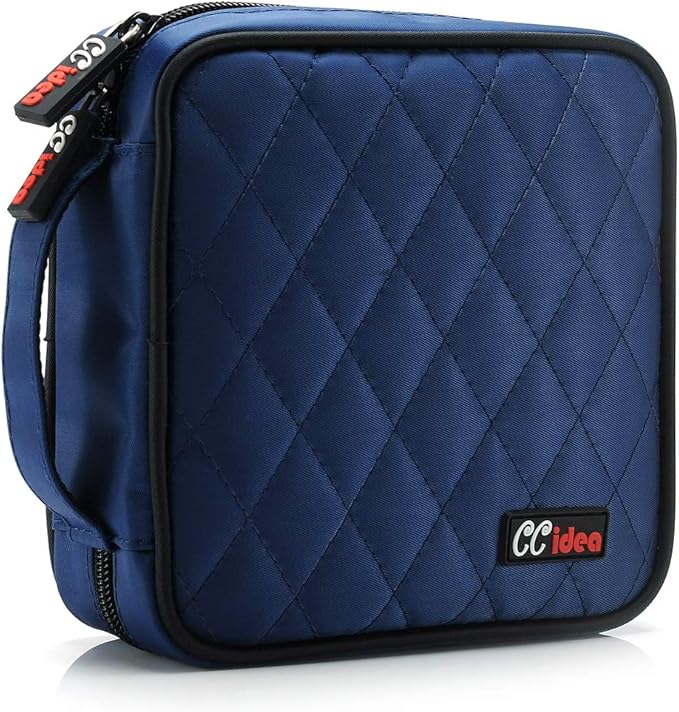 CCidea 40 Capacity CD/DVD Case Holder Portable Disc Wallet Storage Binder Nylon Cd Bag (Blue)