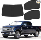 Front Windshield ＆ Side Window Sun Shade for 2017-2022 Fo-rd F250 F350 Super Duty 2Dr 4Dr Pickup, Foldable Window Sunshade Sun Visor Protector, Window Shades Blocks UV Rays Heat, Pack of 3