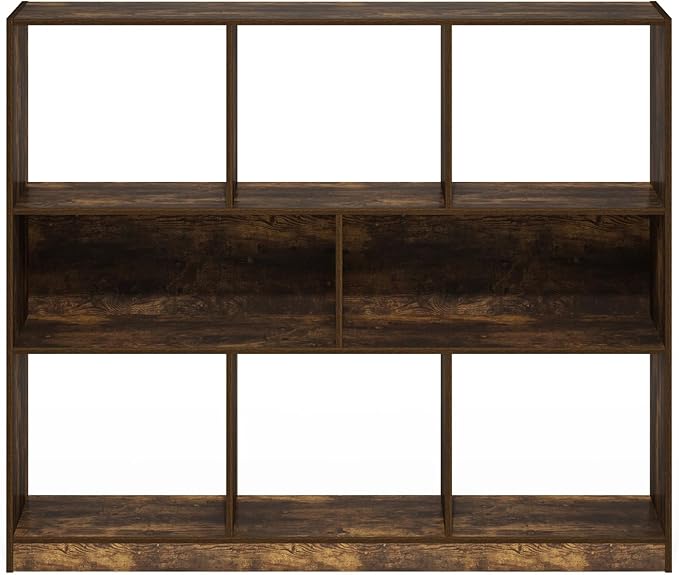 Furinno DALY Book Shelf, 8-Cube Bookshelf, Horizontal Cube Storage Organizer Bookcase, 10.9 x 47.2 x 39.4, for Living Room, B