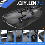 Driver Side Mirror Cover Replacement for Honda CRV 2017 2018 2019 2020 2021 2022 - Left Side Mirror Covers, Rear View Mirror Cap Accessories Black, With Lamp