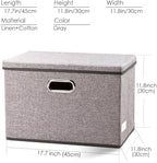 PRANDOM Large Collapsible Storage Bins with Lids [3-Pack] Linen/Cotton Blend Foldable Storage Boxes Organizer Containers Bask