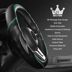 HighnessHwoo 3D Car Steering Wheel Cover Comfort Grip Massage Sporty Anti-Slip Carbon Fiber Faux Leather for F150, Trucks, Je