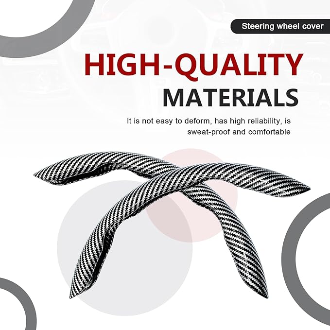 3pcs Universal Carbon Fiber Steering Wheel Cover - Anti-Slip & Segmented Design, Universal 99% Durable Steering Wheel Protect