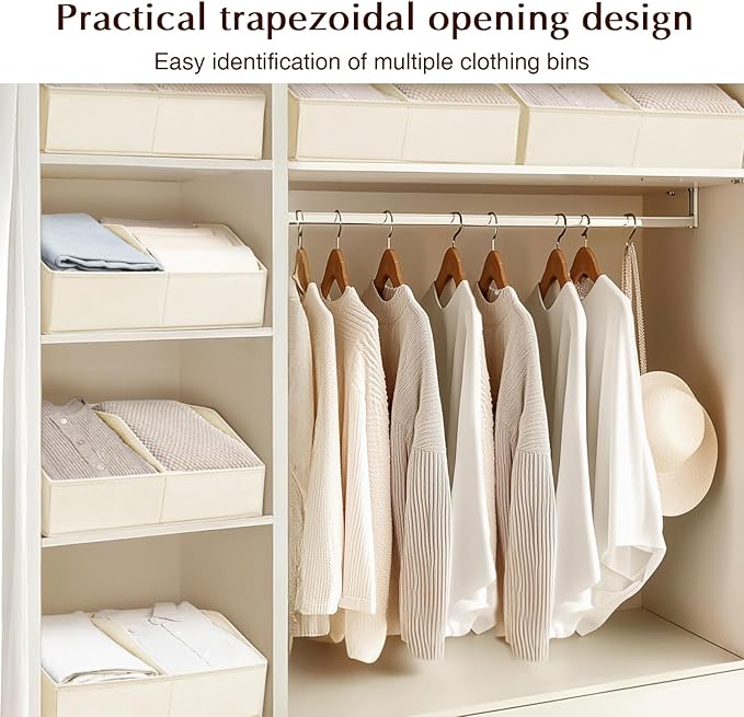 Homsorout Closet Organizers and Storage Bins - 4 Pack Collapsible Divided Trapezoidal Cube Storage Bins Baskets For Organizin