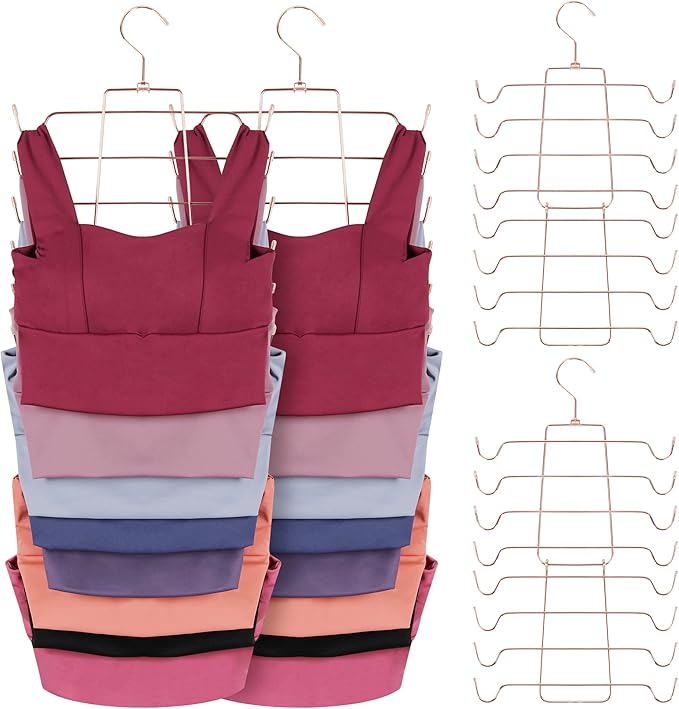 ZEDODIER 4 Pack Tank Top Hanger Space Saving, Bra Hangers for Closet Organizer, Hanging Bra Organizer Tank Tops Holder with 3