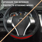 GIANT PANDA Steering Wheel Cover for Nissan Rogue - Car Steering Wheel Cover for Nissan Altima Sentra(Red-Round-Shaped)