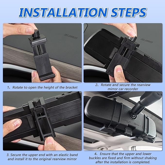 Universal Rearview Mirror Dash Cam Mount - High - Strength, Tool - Free, Adjustable Size