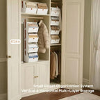 Homsorout Hanging Closet Organizer 4 Tier - Clothes Hanging Shelves, Space-Saving Closet System, Fabric Storage Bins Bedroom 