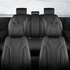 Leather Car Seat Covers Full Set, Breathable Faux Leather Seat Covers for Cars SUV Sedan Waterproof Black