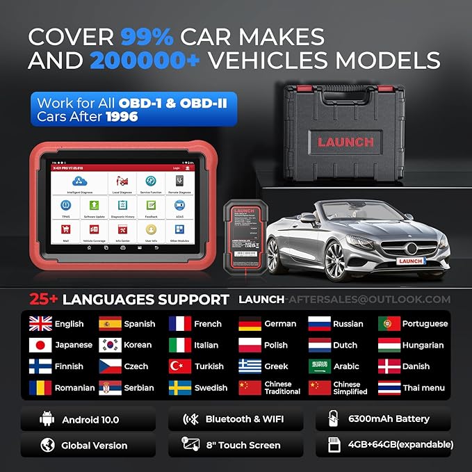Launch X431 PROS V 5.0 2026 Newly Bidirectional Scan Tool Bluetooth Launch Scanner with DBSCar VII Connector 38+ Reset for All